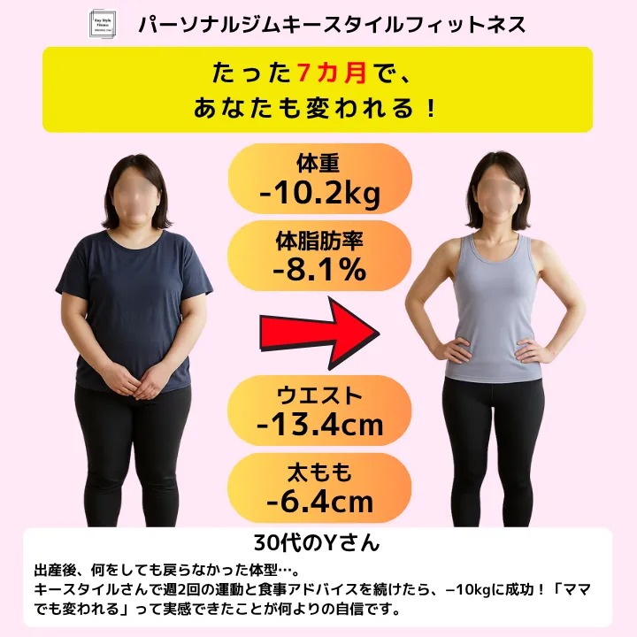 30代産後女性の体型改善事例|札幌パーソナルジムで7カ月−10.2kg