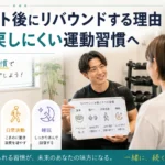 ダイエット後のリバウンド対策と体重を戻しにくい運動習慣をパーソナルジムで相談する様子